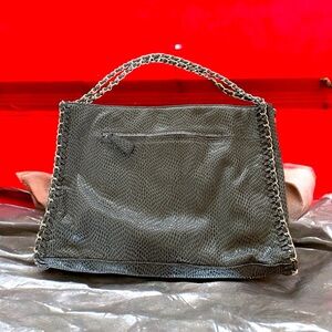 SONDRA ROBERTS 2 Gray Snakeskin Print Bag